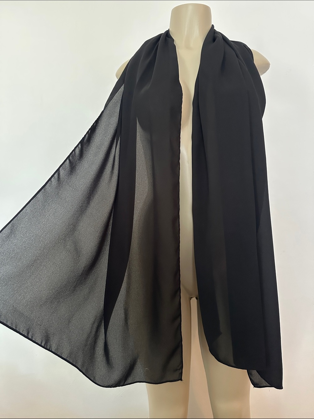 Classic Black Chiffon Scarf - Elegant Women’s Accessory